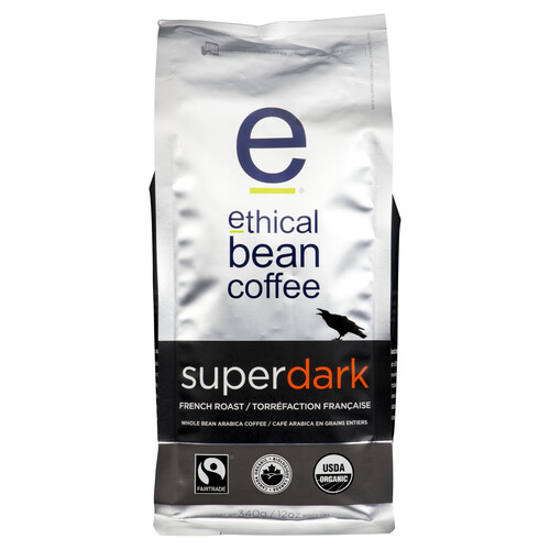 Ethical Bean Organic Whole Bean Coffee Superdark French Roast 340 g