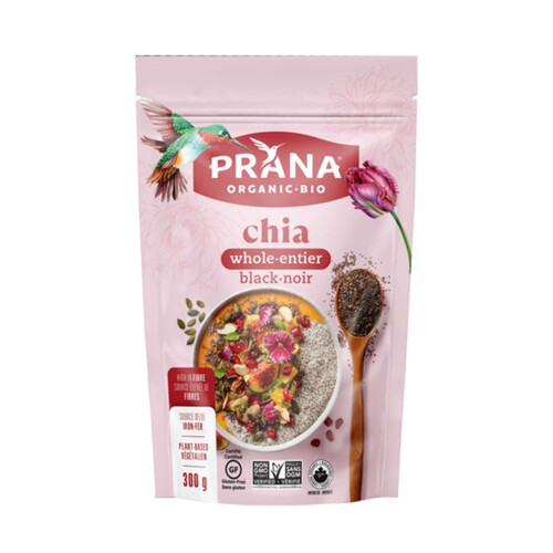 Prana Organic Gluten-Free Whole Chia Seeds Black 300 g