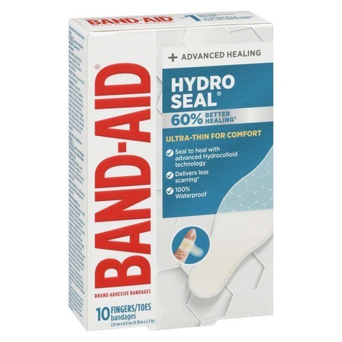 Band Aid Hydro Seal Adhesive Bandages Thin Fingers & Toes 10 Count