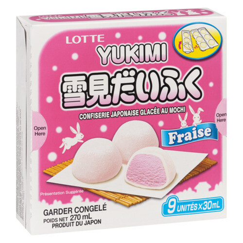 Lotte Yukimi Japanese Mochi Ice Cream Strawberry 9 x 30 ml Voilà