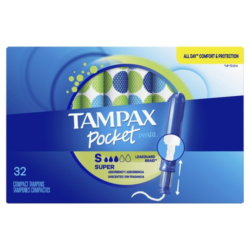 Tampax Pocket Pearl Tampons Super Unscented 32 Count
