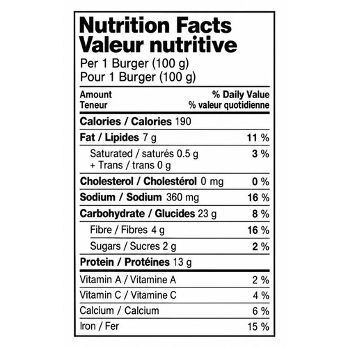 Vegetarian Gourmet Gluten-Free Frozen Artisan Vegan Burger Quinoa & Chickpea 400 g 