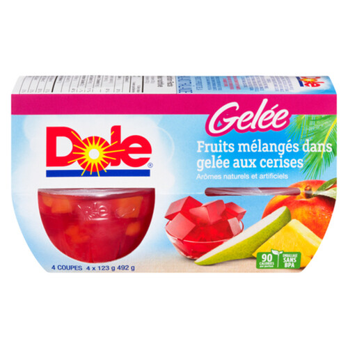 Dole Fruit Cups Mixed Fruit In Cherry Gel 4 x 123 g