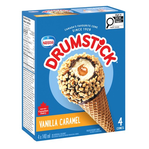 Nestlé Drumstick Frozen Dessert Cones Vanilla Caramel 4 x 140 ml