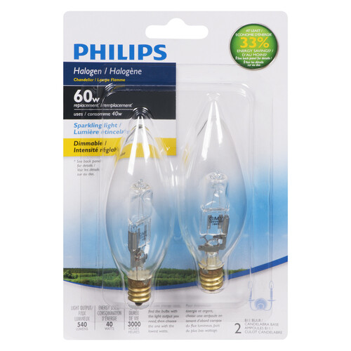 Philips EcoVantage 60W Chandelier SB Clear Light Bulbs 2 EA