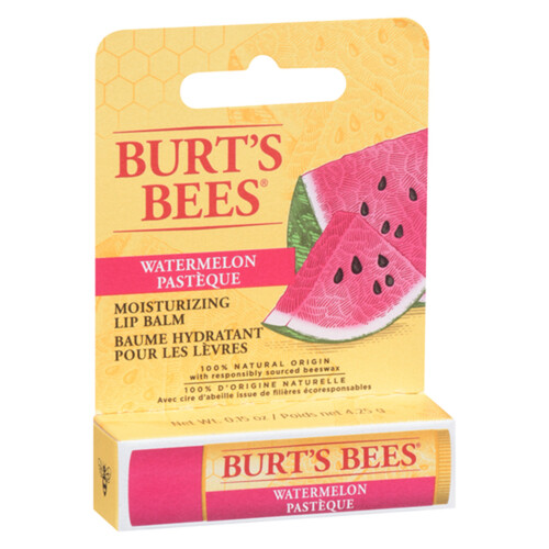 Burt's Bees 100% Natural Origin Moisturizing Lip Balm Watermelon 1 Tube