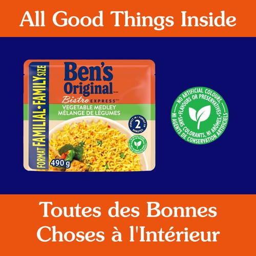 Ben's Original Bistro Express Rice Vegetable Medley Family Size 490 g