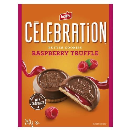 Leclerc Celebration Butter Cookies Milk Chocolate Coated Raspberry 240 g