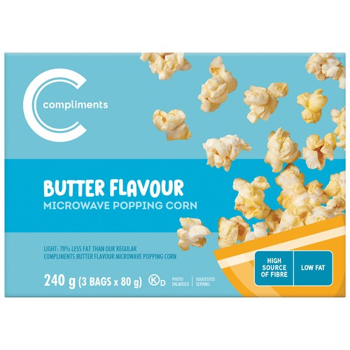 Compliments Microwave Popping Corn Light Butter 240 g