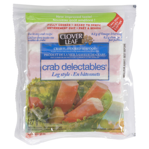 Clover Leaf Crab Delectables Leg Style Flavoured Seafood 227 g