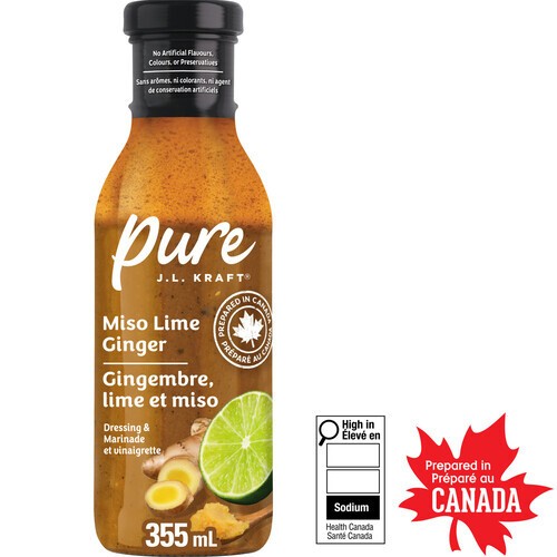 J.L. Kraft Pure Dressing & Marinade Miso Lime Ginger 355 ml