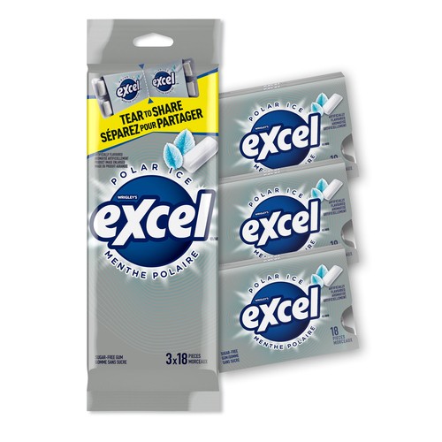 Excel Sugar Free Chewing Gum Polar Ice Flavoured Pack of 18 Piece 3 EA