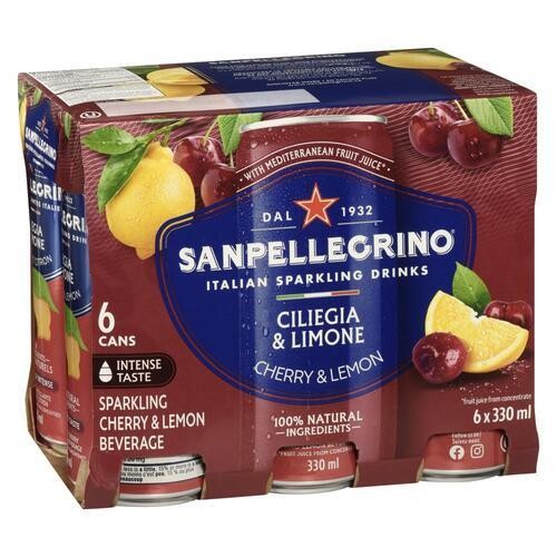 San Pellegrino Sparkling Drink Cherry & Lemon 6 x 330 ml (cans)