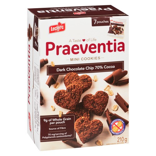 Leclerc Praeventia Heart Cookies Dark Chocolate Chip 210 g