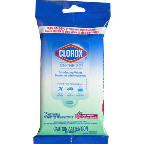 Clorox on the go disinfecting fresh meadow Wipes 15 ea