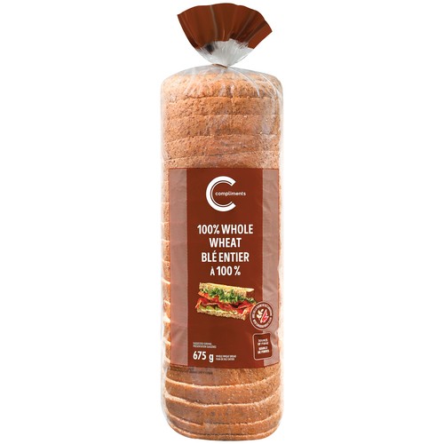 Compliments Bread 100% Whole Wheat 675 g