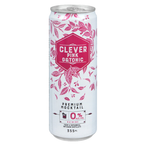 Clever Mocktail Gin & Tonic Rose Non-Alcoholic Beverage 355 ml (can)