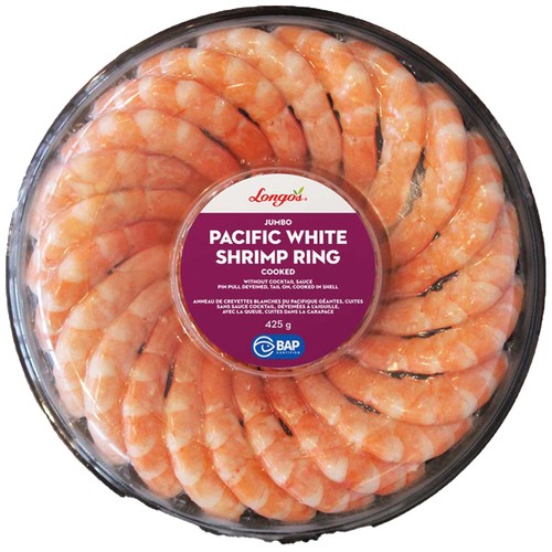 Longo's Frozen Pacific White Shrimp Ring Cooked Jumbo 425 g