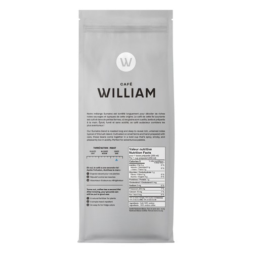 Café William Whole Bean Coffee Sumatra Blend Dark Roast 800 g