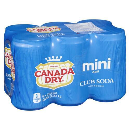 Canada Dry Mini Soft Drink Club Soda 6 x 222 ml (cans)