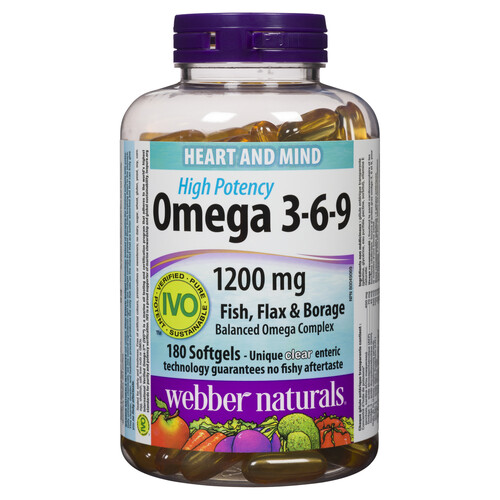 Webber Naturals Omega-3-6-9 1200 mg 180 Softgel Capsules