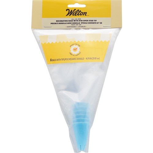 Wilton Enterprises Disposable Fused Decoration Piping Bag With Tip 6 Count