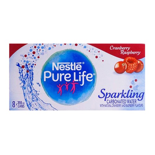 Nestlé Pure Life Sparkling Water Cranberry Raspberry 8 x 355 ml (cans)
