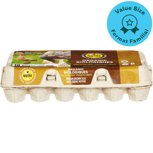 Groupe-Nutri-Group Organic Brown Eggs Medium Value Size 18 Count