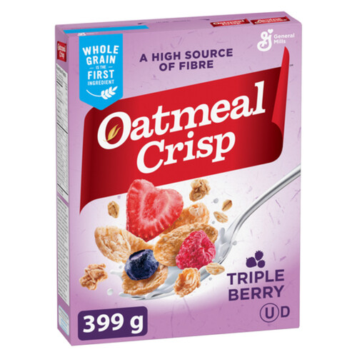 Oatmeal Crisp Cereal High Fibre and Whole Grains Triple Berry 399 g