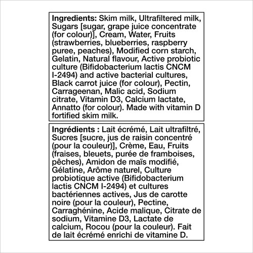 Activia Probiotic Yogurt Strawberry Blueberry Raspberry Peach 12 x 100 g