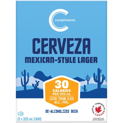 Compliments Non Alcoholic Beer Cerveza 12 x 355 ml (cans)