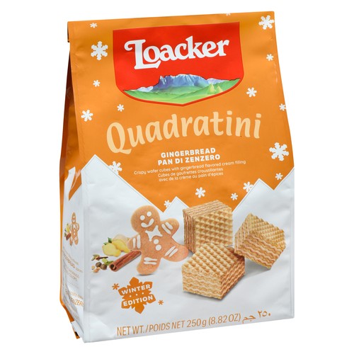 Loacker Quadratini Crispy Wafer Cubes Cream Filled Gingerbread 250 g