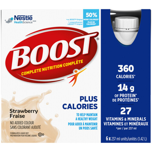 Nestlé Boost Calorie Plus Meal Replacement Strawberry 6 x 237 ml (bottles)