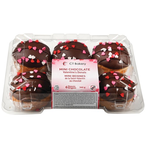 CT Bakery Mini Donuts Chocolate Valentine's 6 Pack 342 g (frozen)