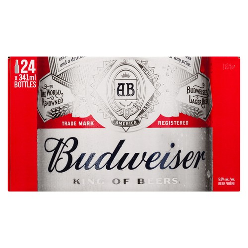 Budweiser Beer 5% Alcohol 24 x 341 ml (bottles)