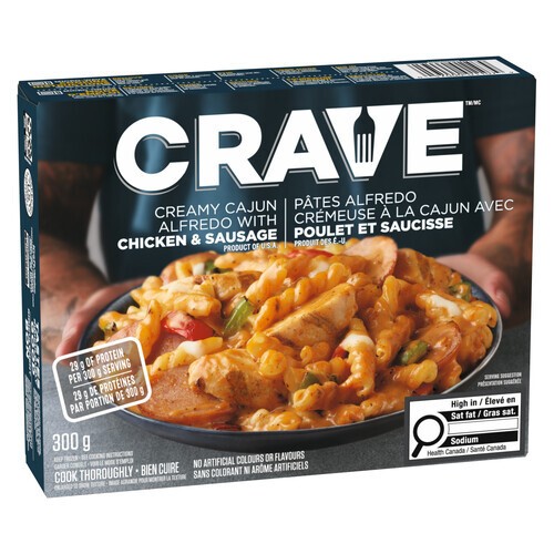 Crave Frozen Meal Creamy Cajun Alfredo With Chicken And Sausage 300 g