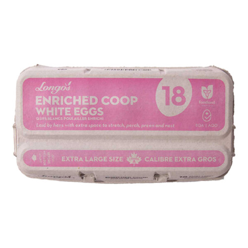 Longo's White Eggs Enriched Coop Extra Large 18 Count