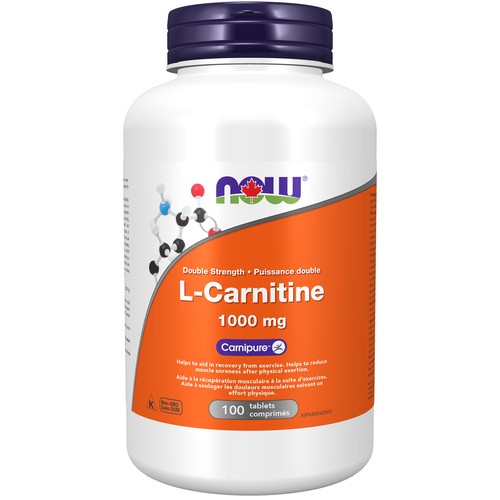 Now L-Carnitine 1000 mg Double Strength Tablets 100 Count