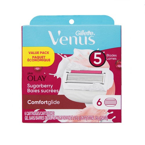 Gillette Venus Plus Olay Comfortglide Razor Blade Refill Sugarberry 6 Cartridges 