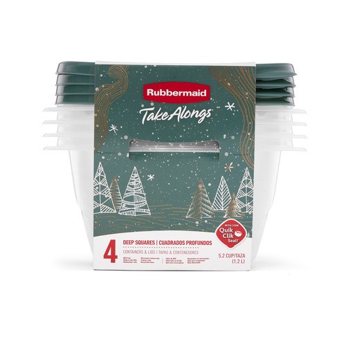 Rubbermaid Take Alongs Containers Deep Square 5.2 Cup Blue Spruce 4 Count