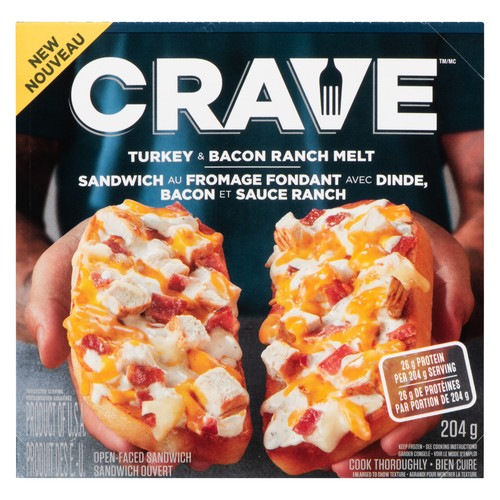 CRAVE Frozen Open-Faced Sandwich Turkey & Bacon Ranch Melt 210 g 