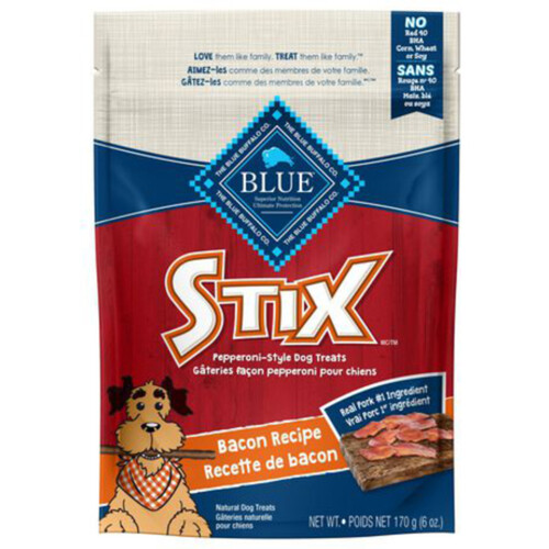 Blue Buffalo Stix Dog Treats Natural Soft-Moist Bacon Recipe 170 g 