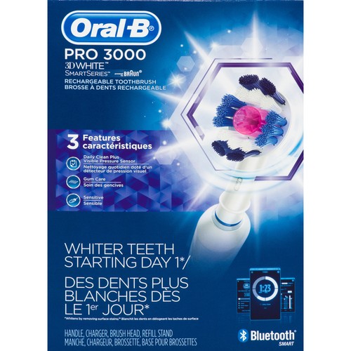 Oral-B Pro 3000 Toothbrush 3D White Rechargeable With Base Power 1 Count