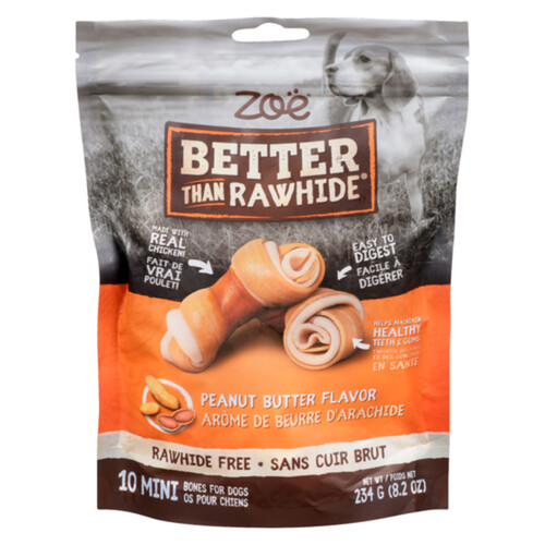 Zoe Dog Treat Mini Bones Peanut Butter 10 Pack