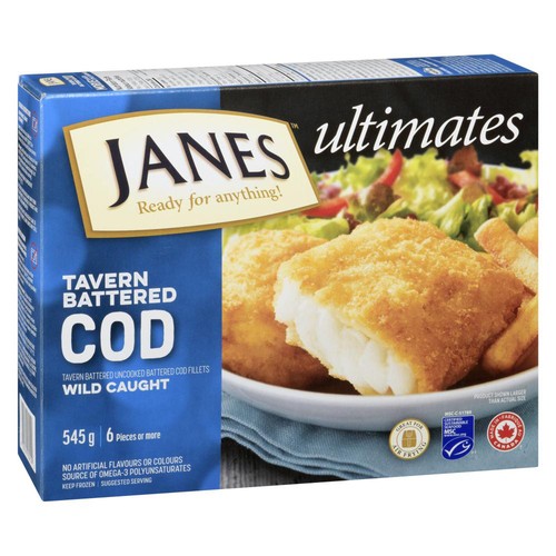 Janes Frozen Cod Fillets Tavern Battered 545 g