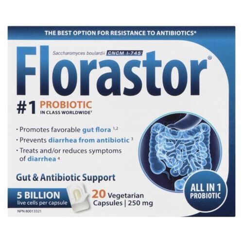 Florastor Gut & Antibiotic Support 250 mg Vegetarian Capsules 20 Count