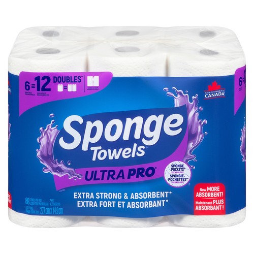 Sponge Towels Paper Towel Ultra Pro 2-Ply 6 Double Rolls x 88 Sheets