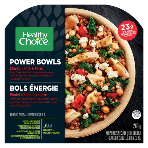 Healthy Choice Power Bowl Frozen Entrée Chicken Feta & Farro 269 g
