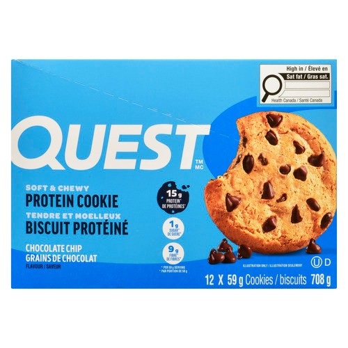 Quest Protein Cookie Chocolate Chip Flavour 12  x 59 g 