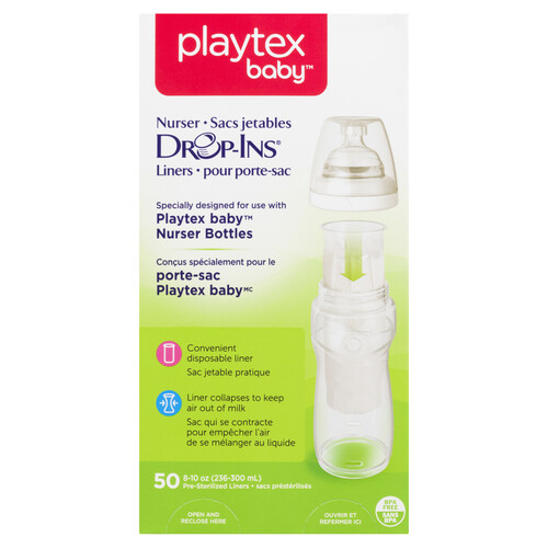 Playtex Nurser With Drop-Ins Bottle Liners 8 oz 50 EA